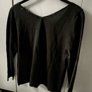 Eileen Fisher Black Beaded Top